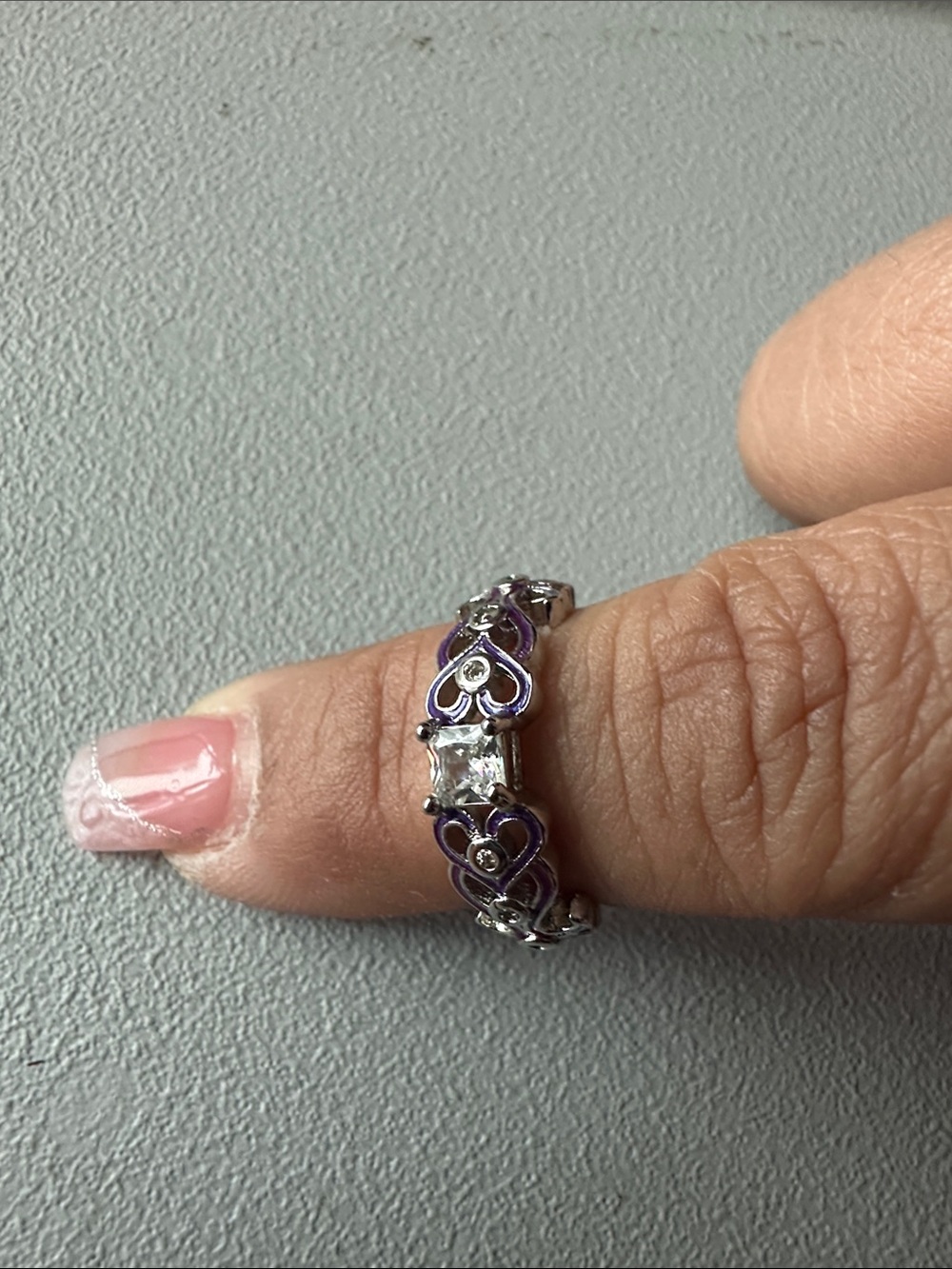 Silver plated Ring with Clear Center Stone
